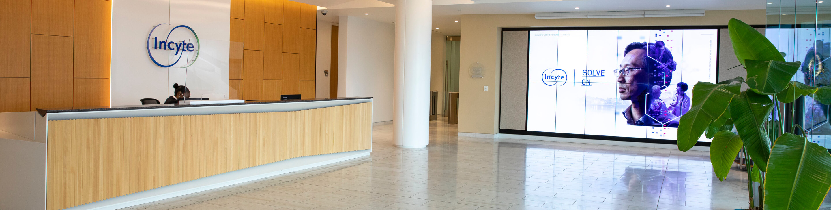 View of the Incyte building lobby